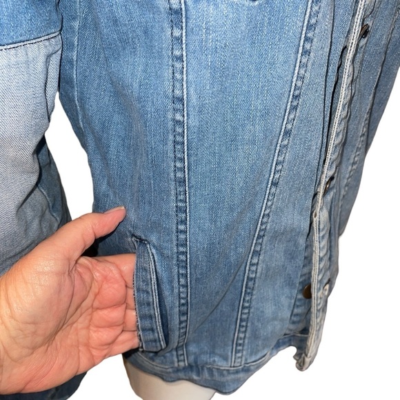 Blue Sixteen Women's Jacket M/L Blue 2 Tone Pockets Collared Long Sleeve Button - Picture 5 of 9